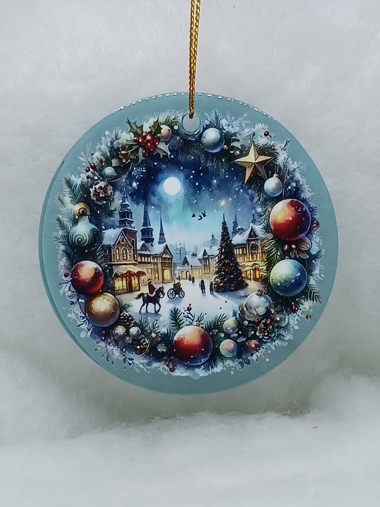 Suspension de Noël - Boule paysage