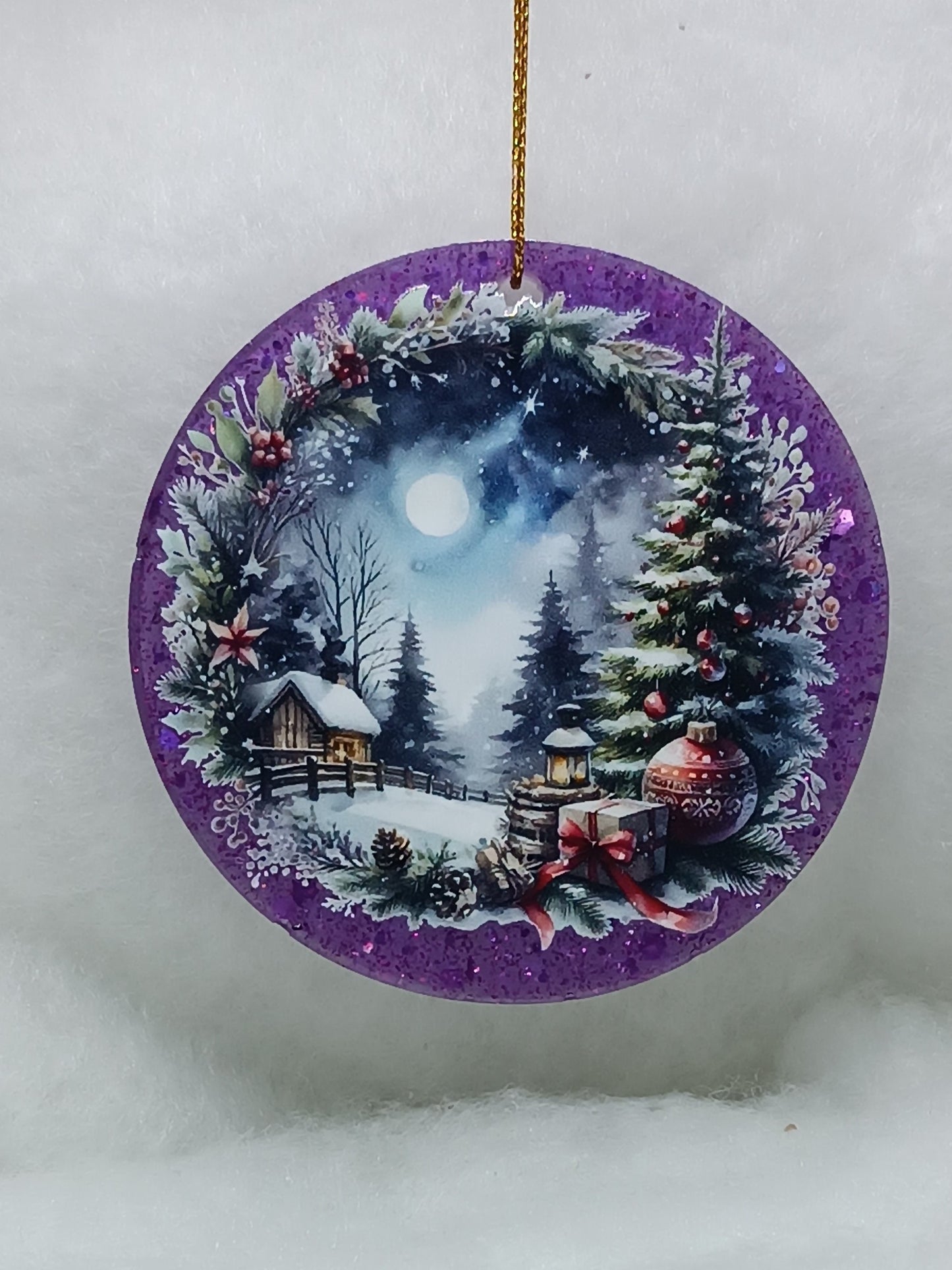 Suspension de Noël - Boule paysage